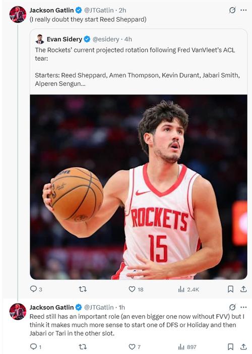 火媒：本以为KD缺阵的两场1胜1负就不错了 谢泼德应该坐稳首发了